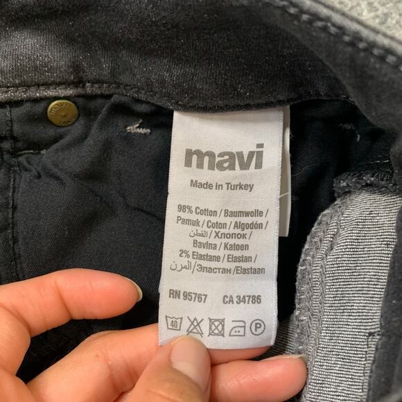 Mavi Jeans Womens 27 Faded Black Denim Whiskered Stretch Fringe Hem Cropped - Picture 7 of 12